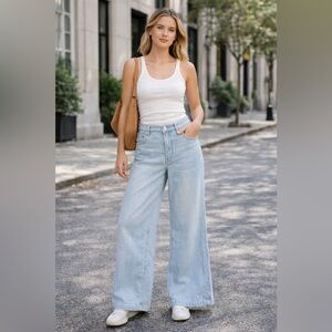 Vintage Y2K Polo Ralph Lauren Light Wash Wide Leg Jeans Size 26 High Rise